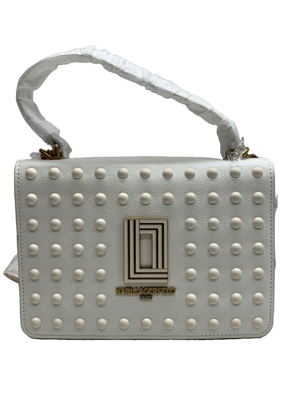KARL LAGERFELD Paris Women's Simone Crossbody Bag Classic Rock-chic Style White